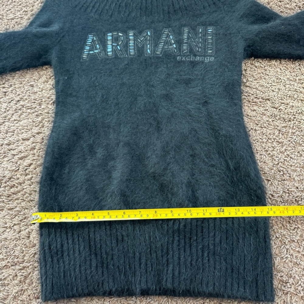 Armani Exchange Black On Off Shoulder Rabbit Hair Sweater Angora Fur M - Picture 10 of 10